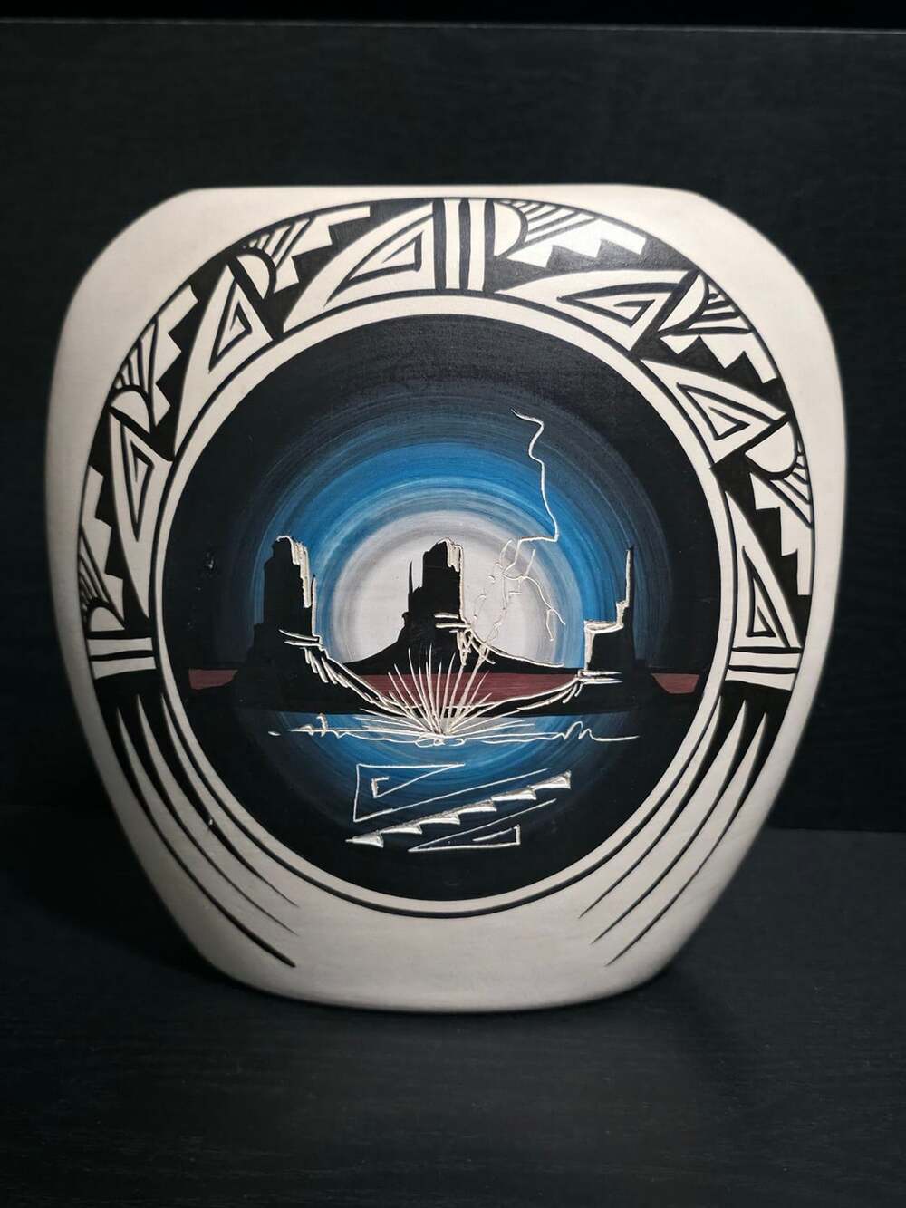 Cedar Mesa Navajo Native American Hand Painted Carved Vase